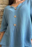 Andi Basket Linen Blend Top Denim